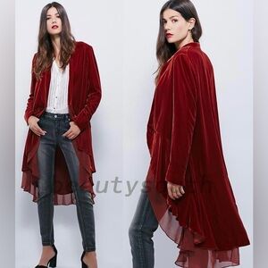 Soft Surroundings Velvet Red Duster Cardigan Size 3X